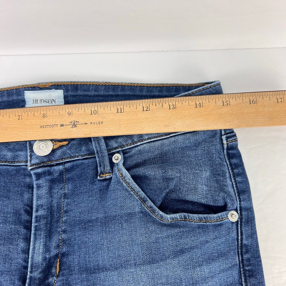 Hudson Women 27 Bacara Straight Jeans Flap Pocket Raw Hem NW668ZHA - Picture 13 of 15